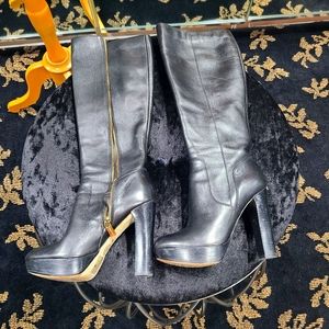 Michael Kors Black Leather Boots Size 5.5